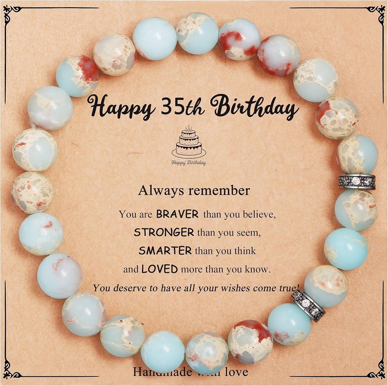 Yiyang 13th 16th 18th 21st 25th 30th 35th 40th 45th 50th 60th 65th 70th 75th 80th Birthday Gifts for Women, Natural Stone Bracelet Birthday Gifts for Women Mom Daughter Grandma Sister Coworker - Image 1